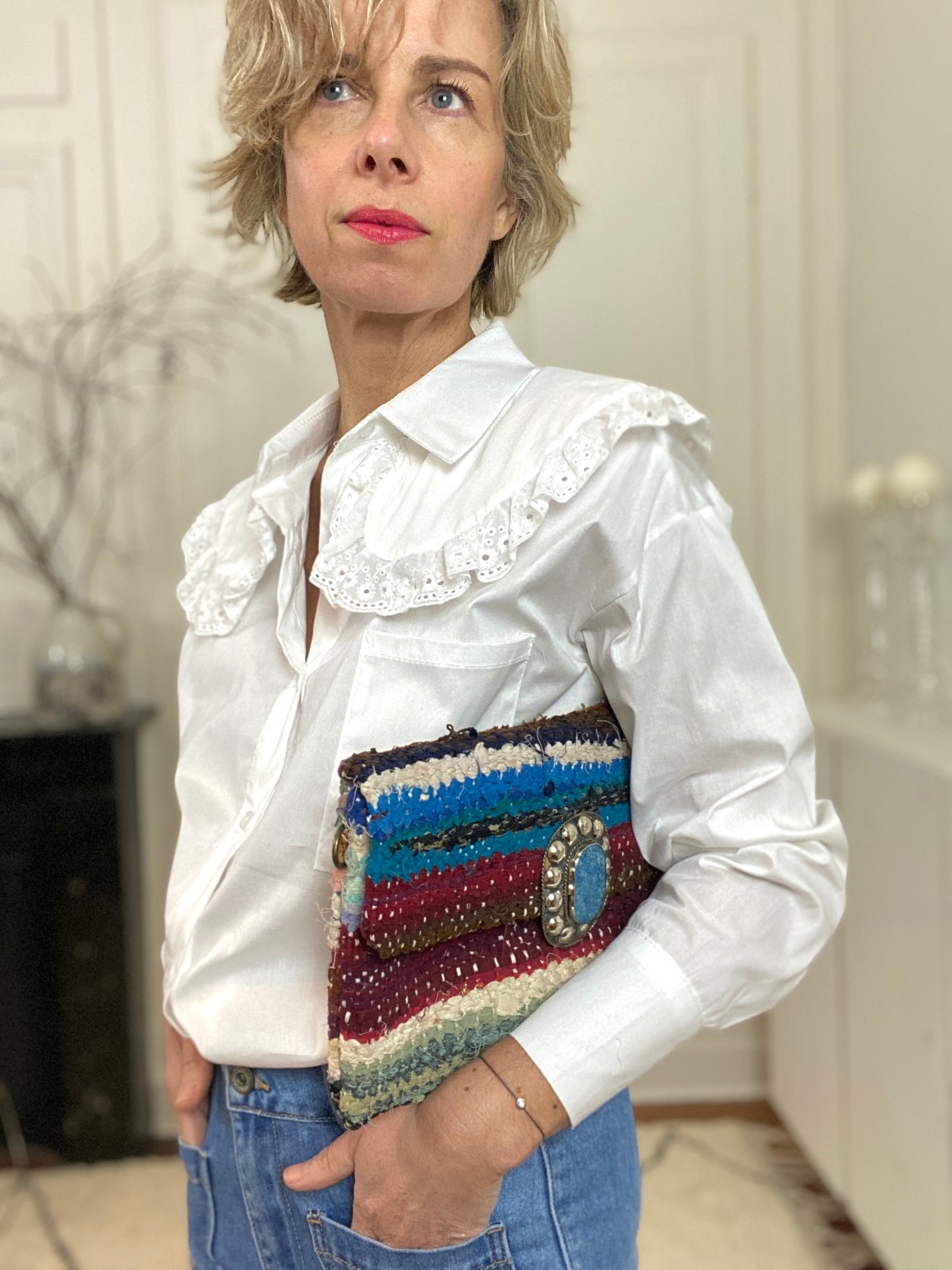 Chemise à col claudine double