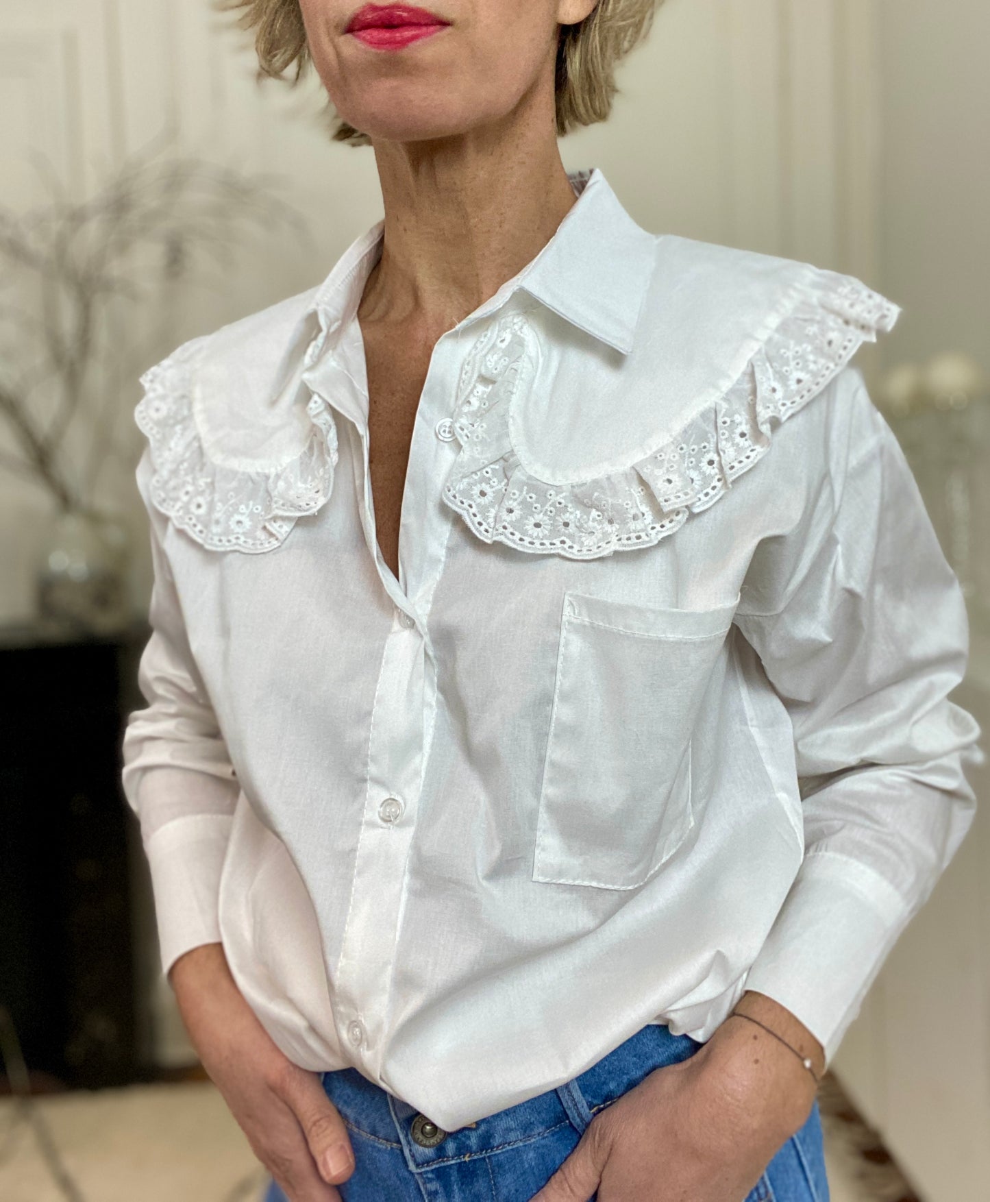 Chemise à col claudine double