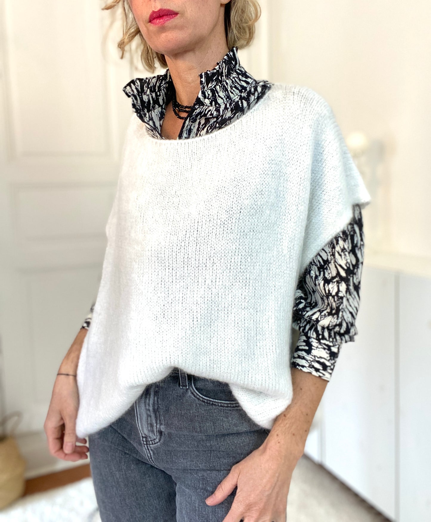 Pull poncho col bateau