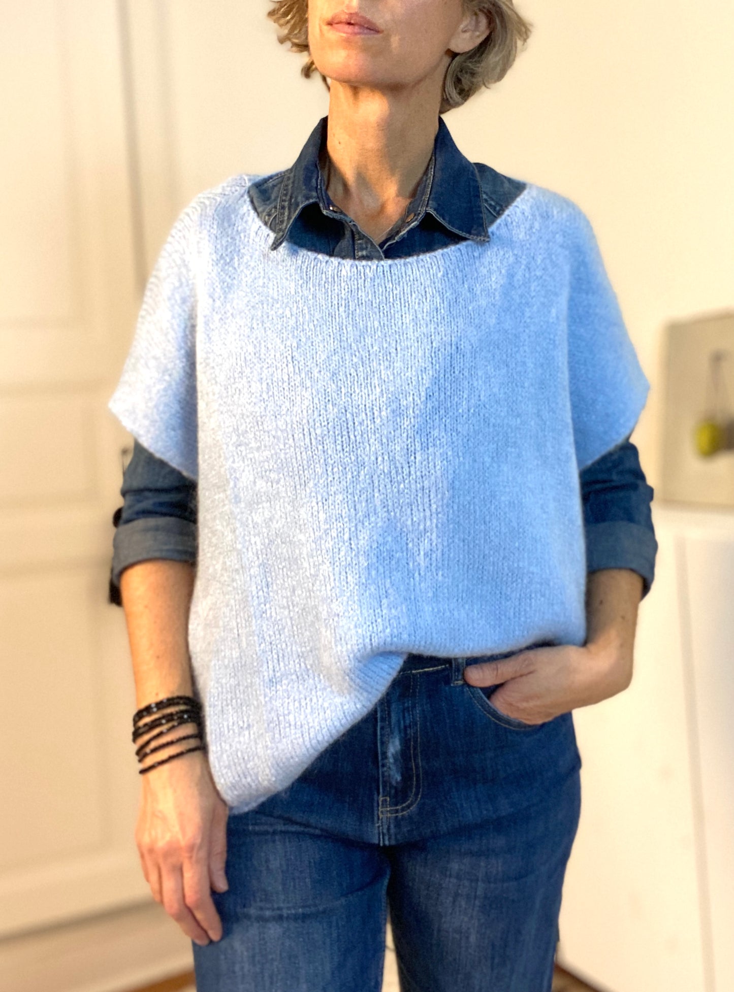 Pull poncho col bateau