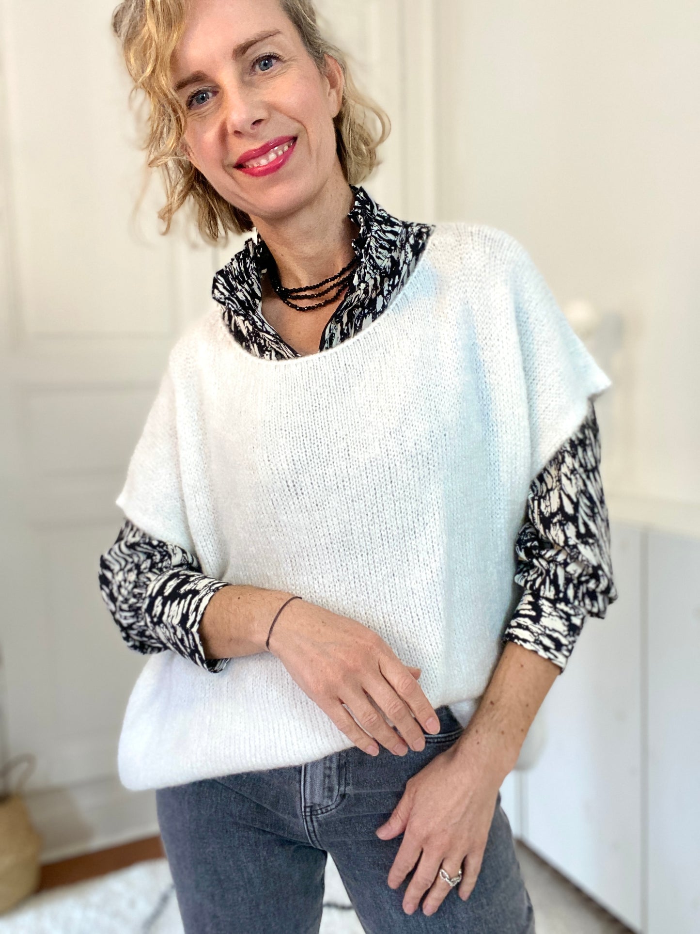 Pull poncho col bateau