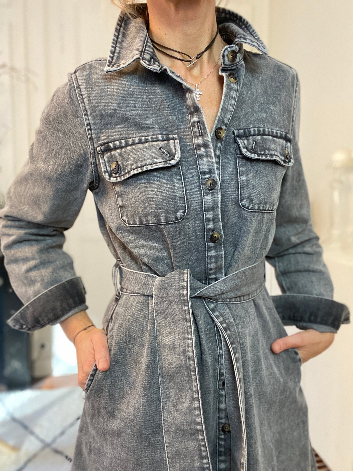 Robe en jean grise