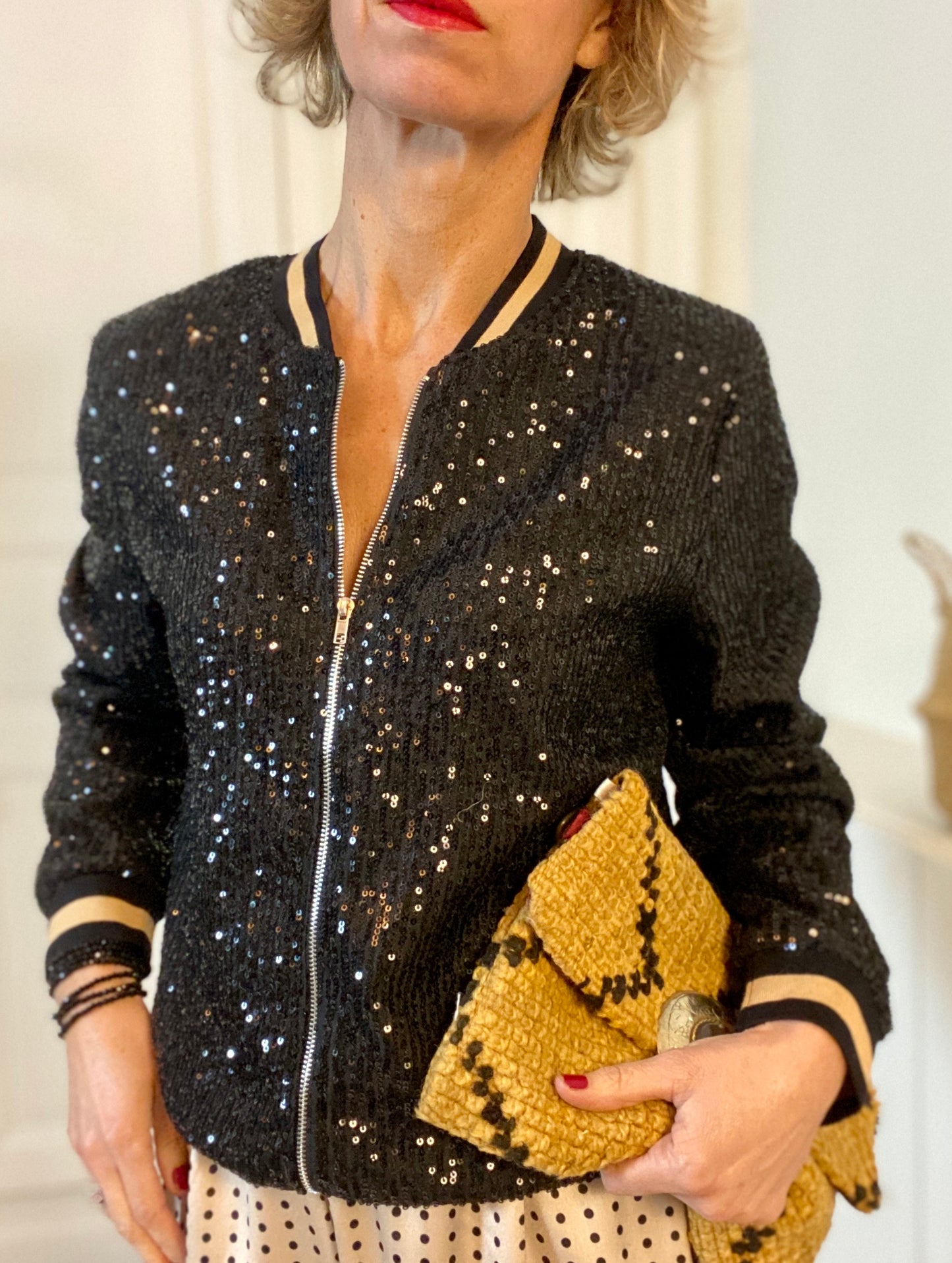 Veste zipée à paillettes