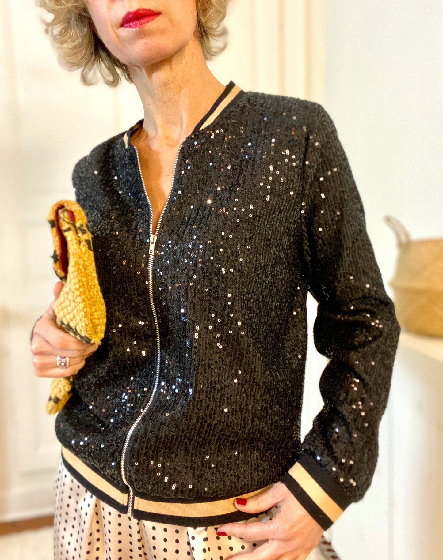 Veste zipée à paillettes